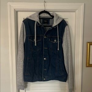 Forever 21 Denim and Grey Hooded Jacket